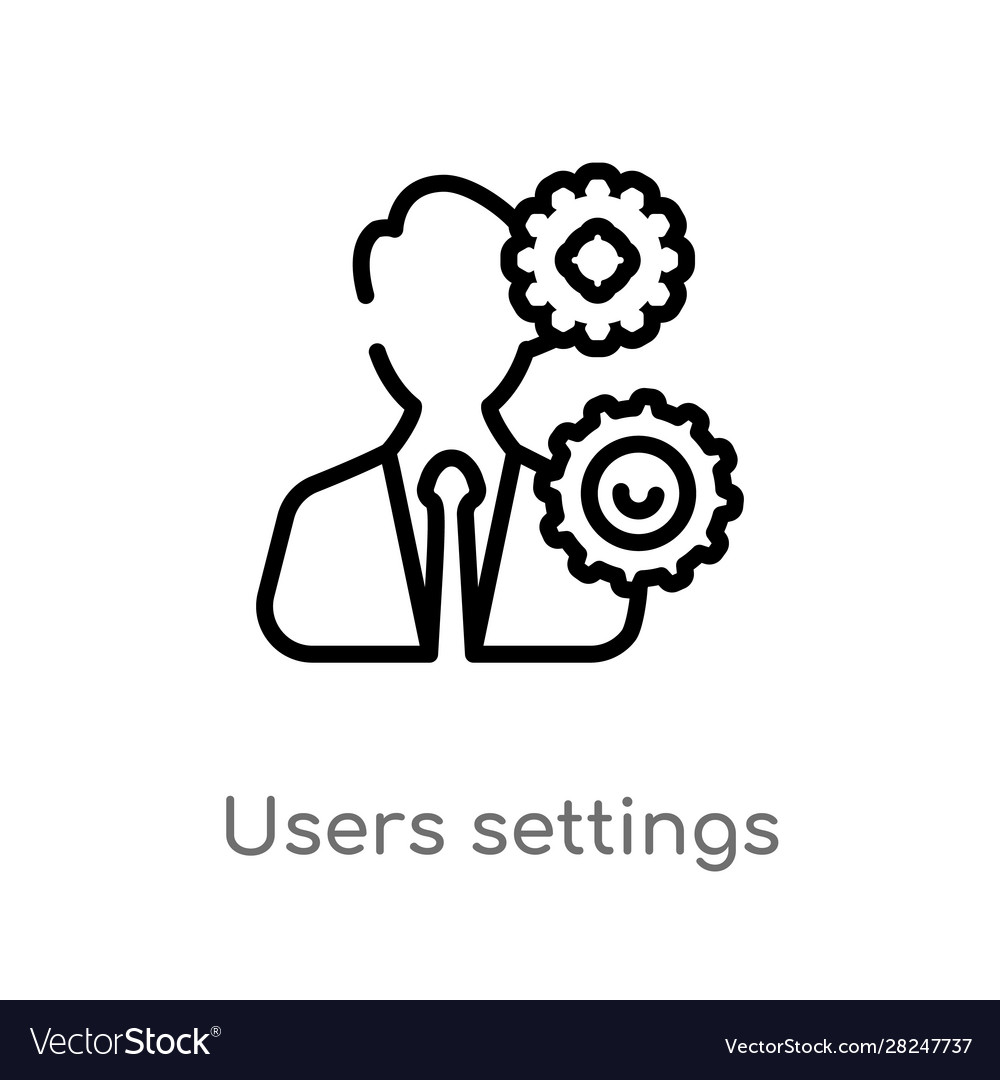 Outline users settings icon isolated black simple
