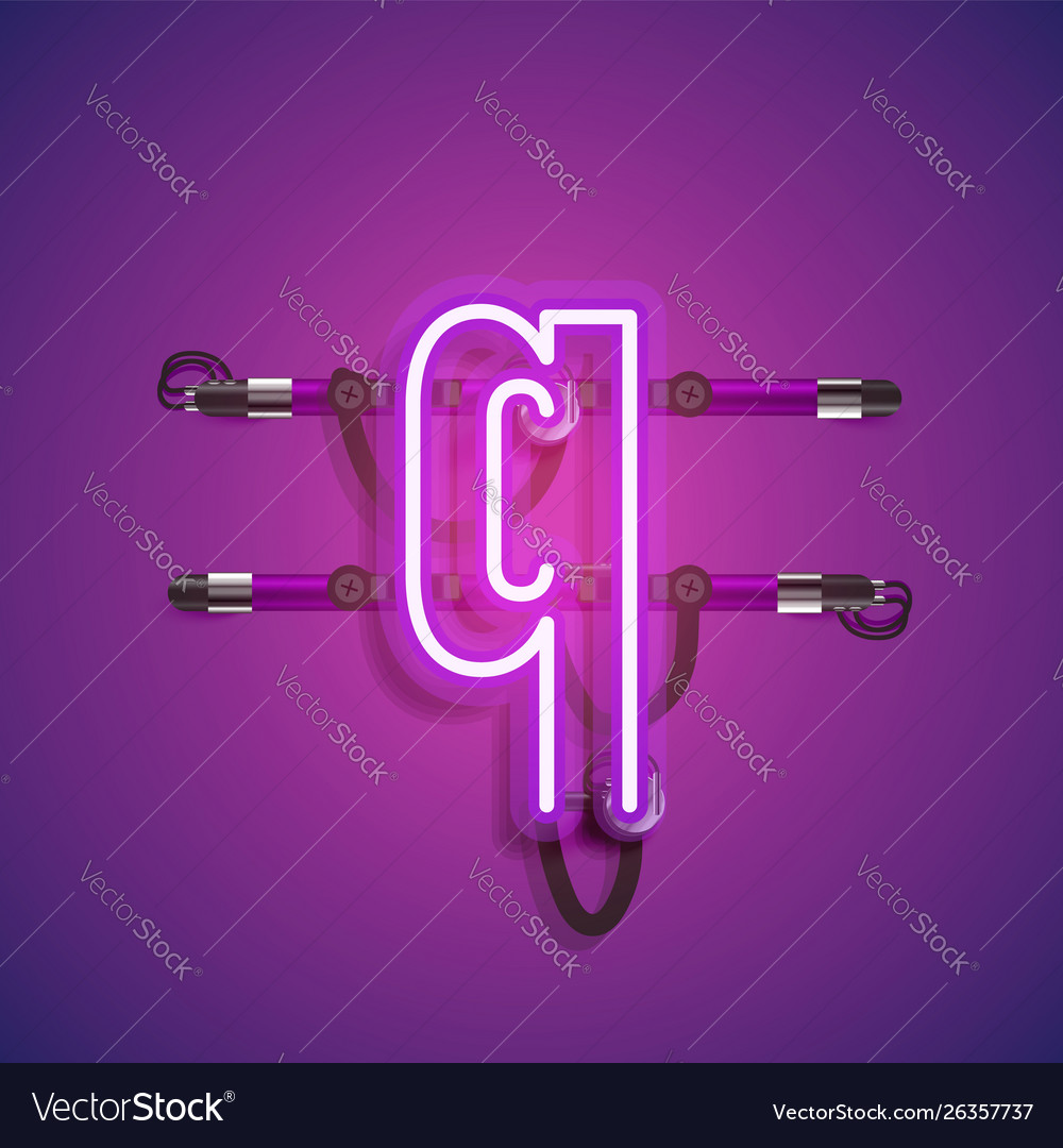 Realistic neon character with wires and console