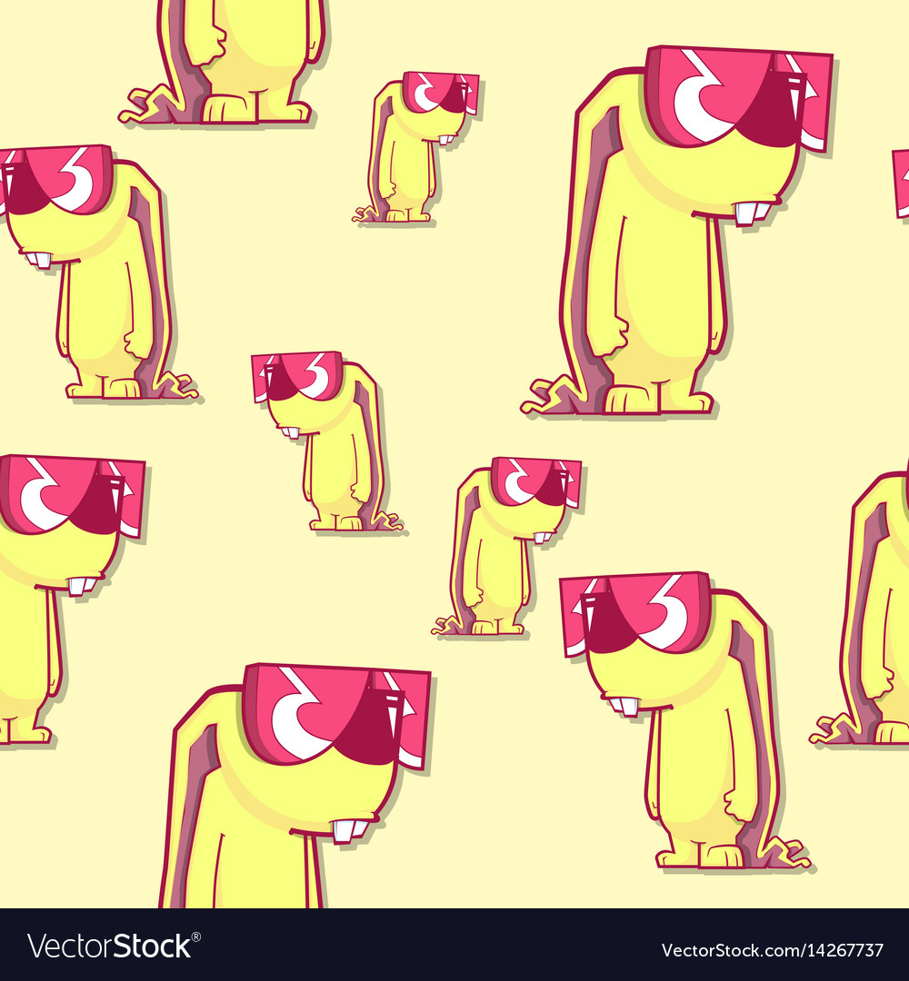 Seamless pattern with funny rabbit character