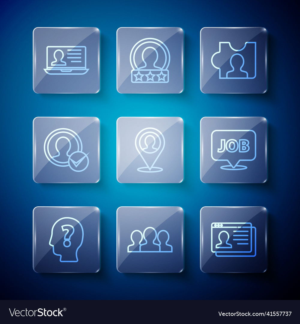 Set line head with question mark users group vector image Set line head with question mark users group