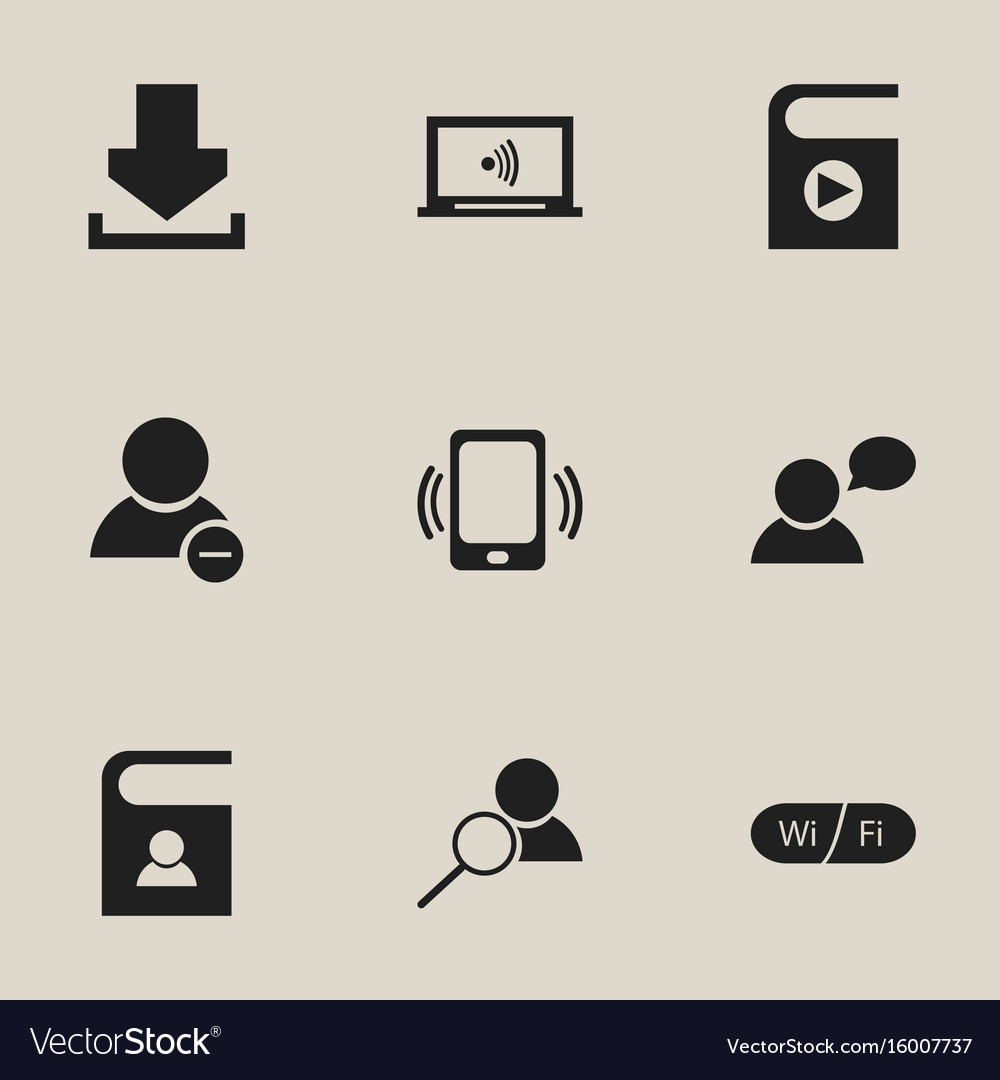 Set of 9 editable network icons includes symbols