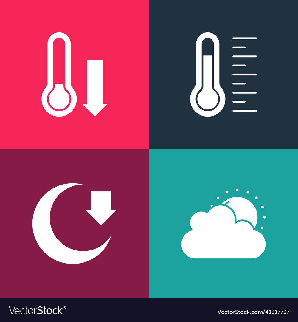 Set pop art sun and cloud weather moon