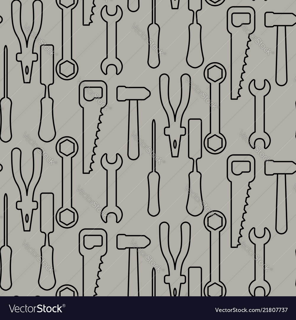 Tools seamless pattern in outline style