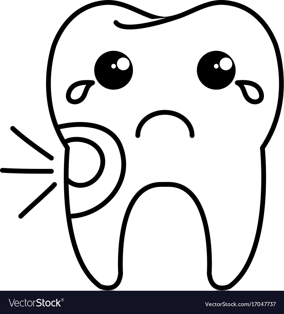 Tooth character with caries Royalty Free Vector Image