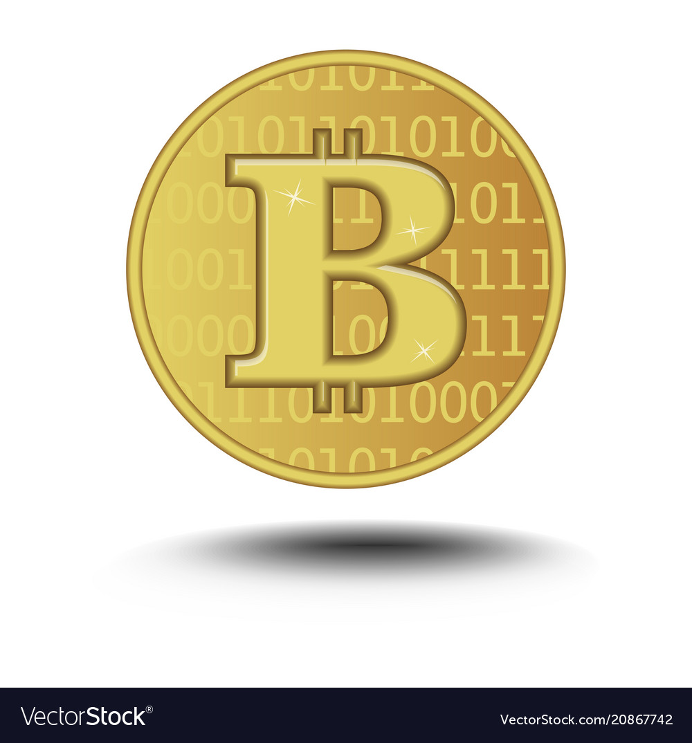 Bitcoin isolated on white background golden