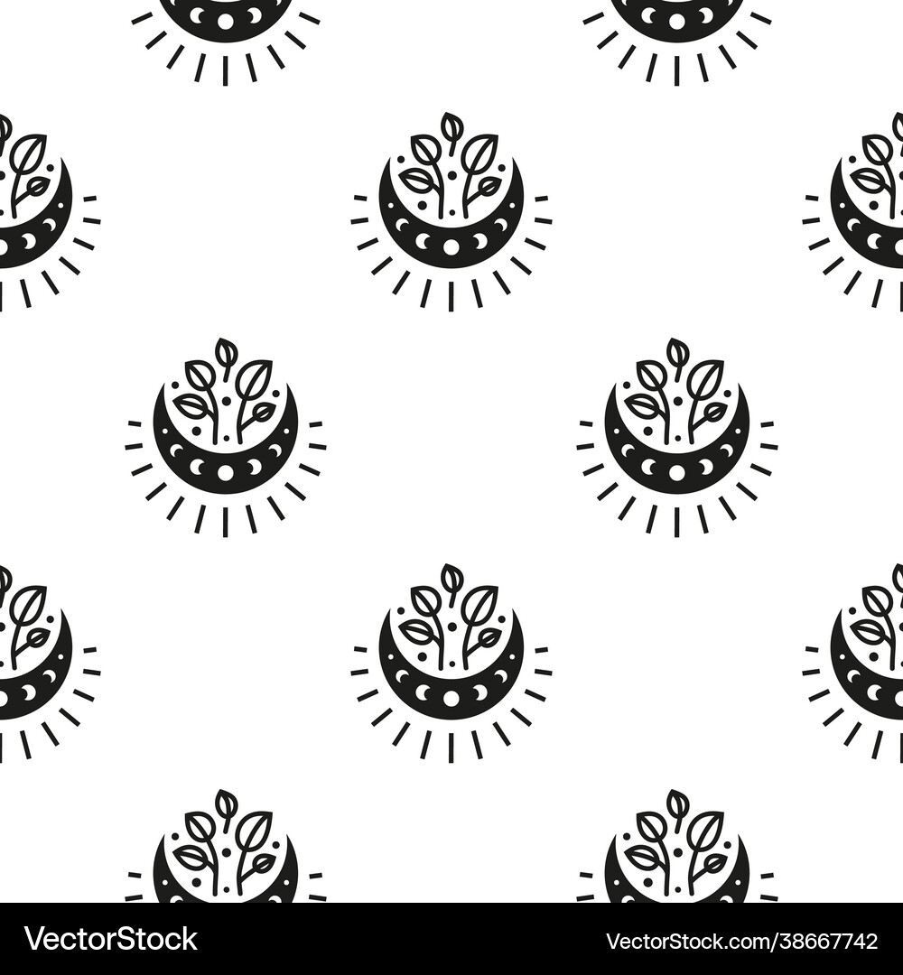 Boho seamless pattern with crescent moon moon Vector Image