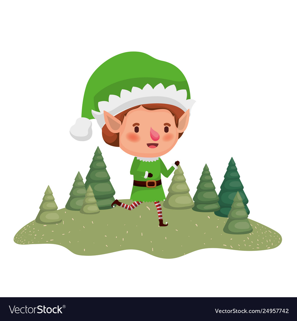 Elf moving with christmas trees avatar character