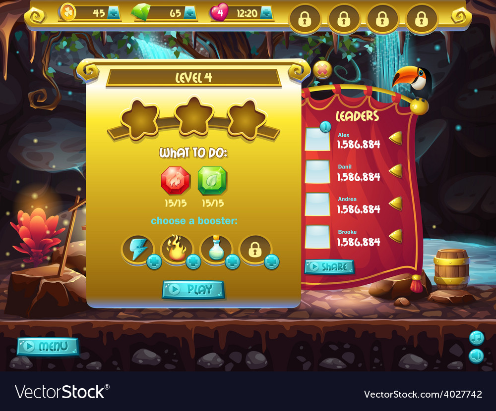 Example of user interface of a computer game a Vector Image