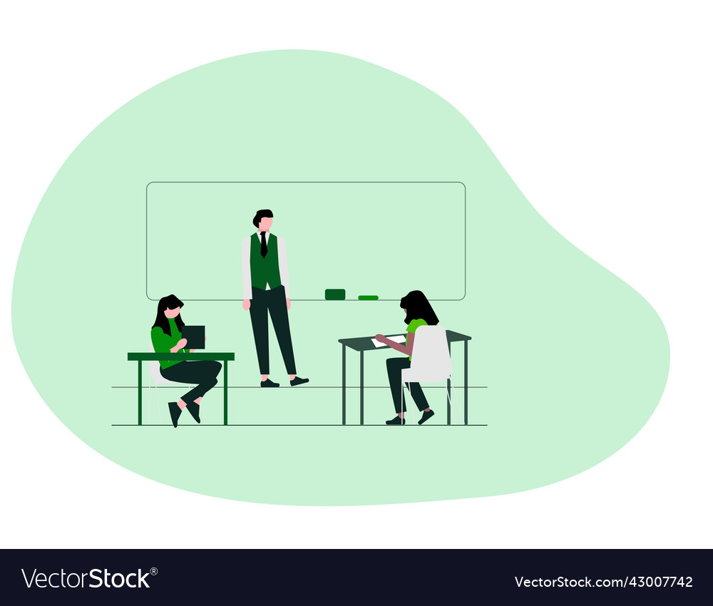 Flat design of teacher and student