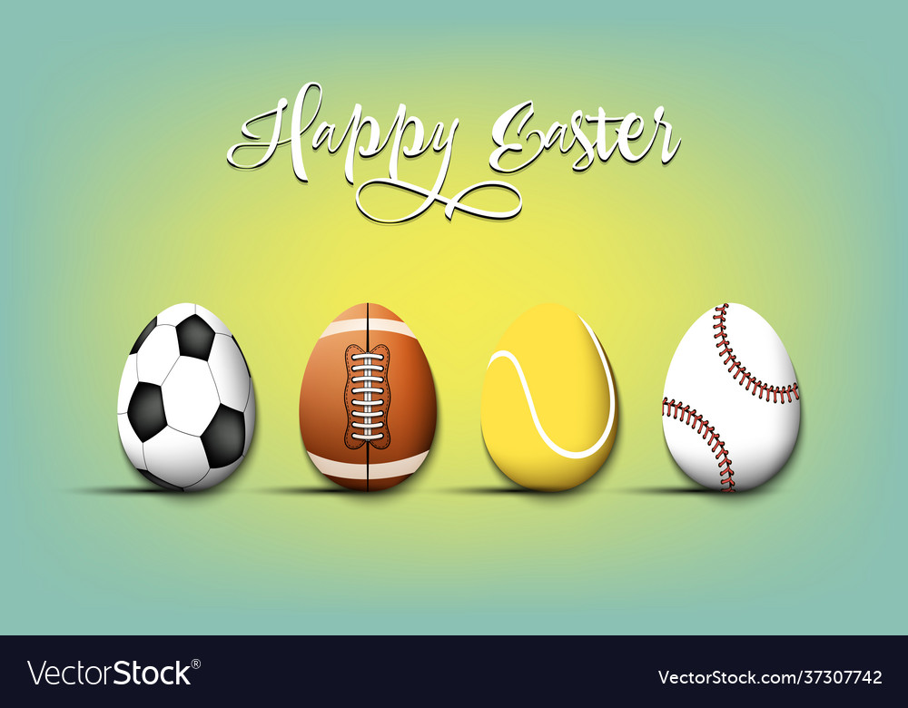 Happy easter set eggs in form sport balls