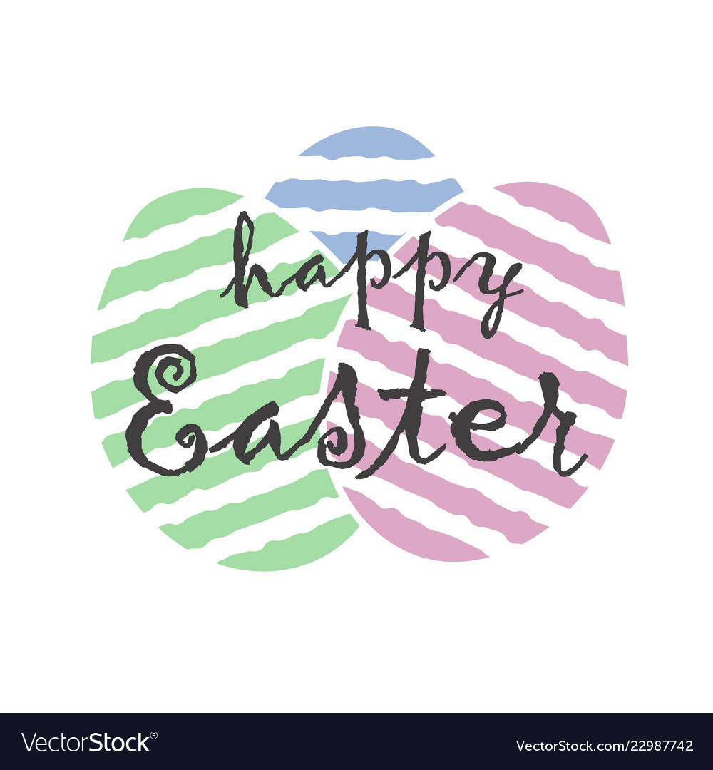 Happy easter text sign lettering on cute striped