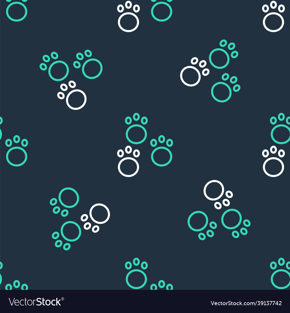 Line paw print icon isolated seamless pattern vector image Line paw print icon isolated seamless pattern