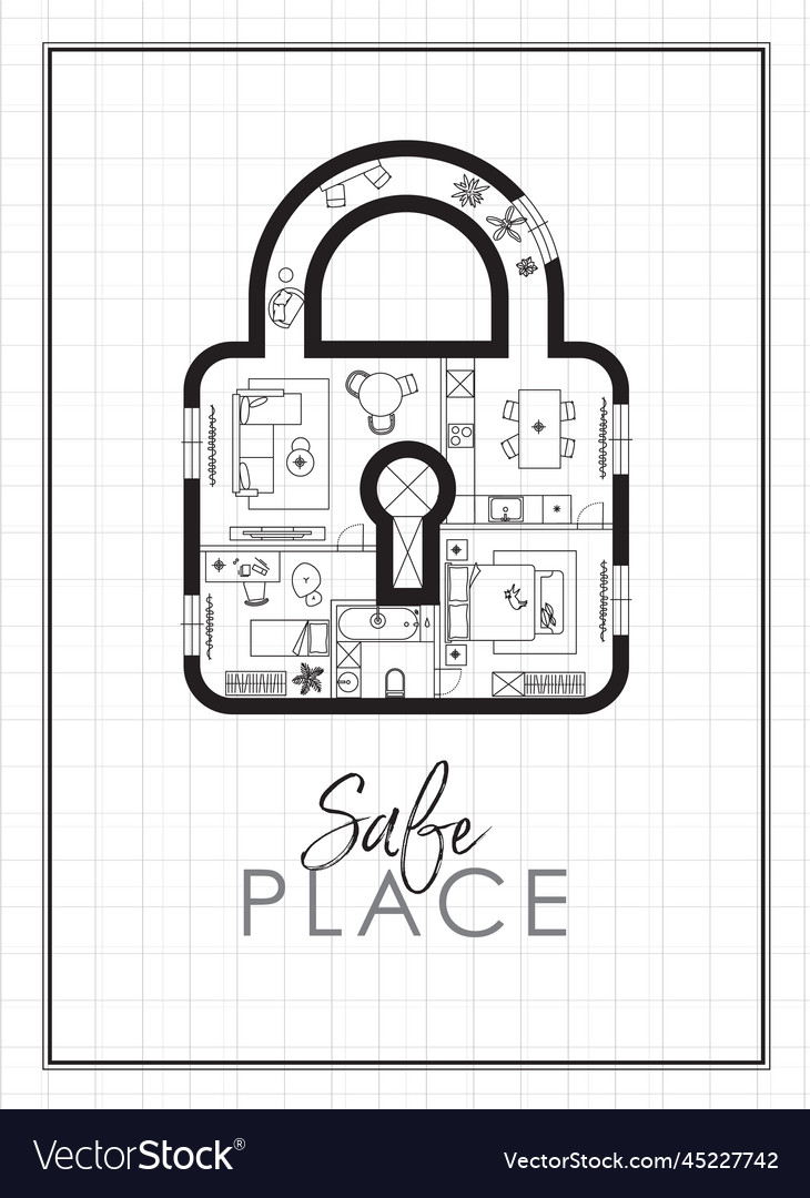 Lock construction drawing white Royalty Free Vector Image