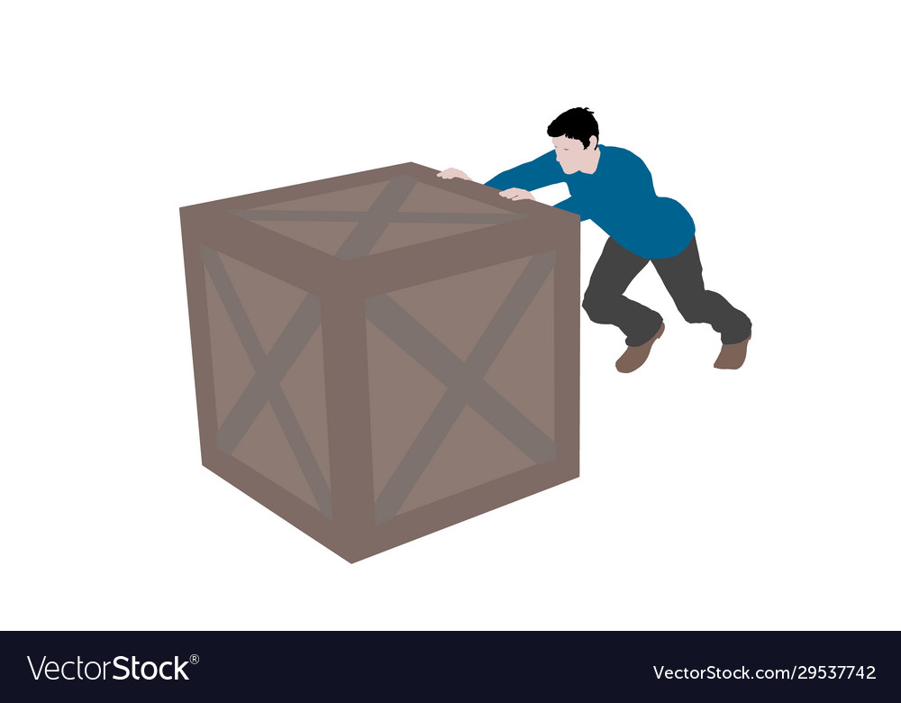 Man moving box isolated on white background