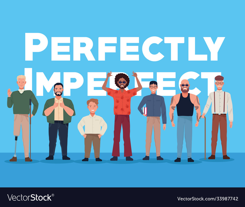 Perfectly imperfect people group characters Vector Image