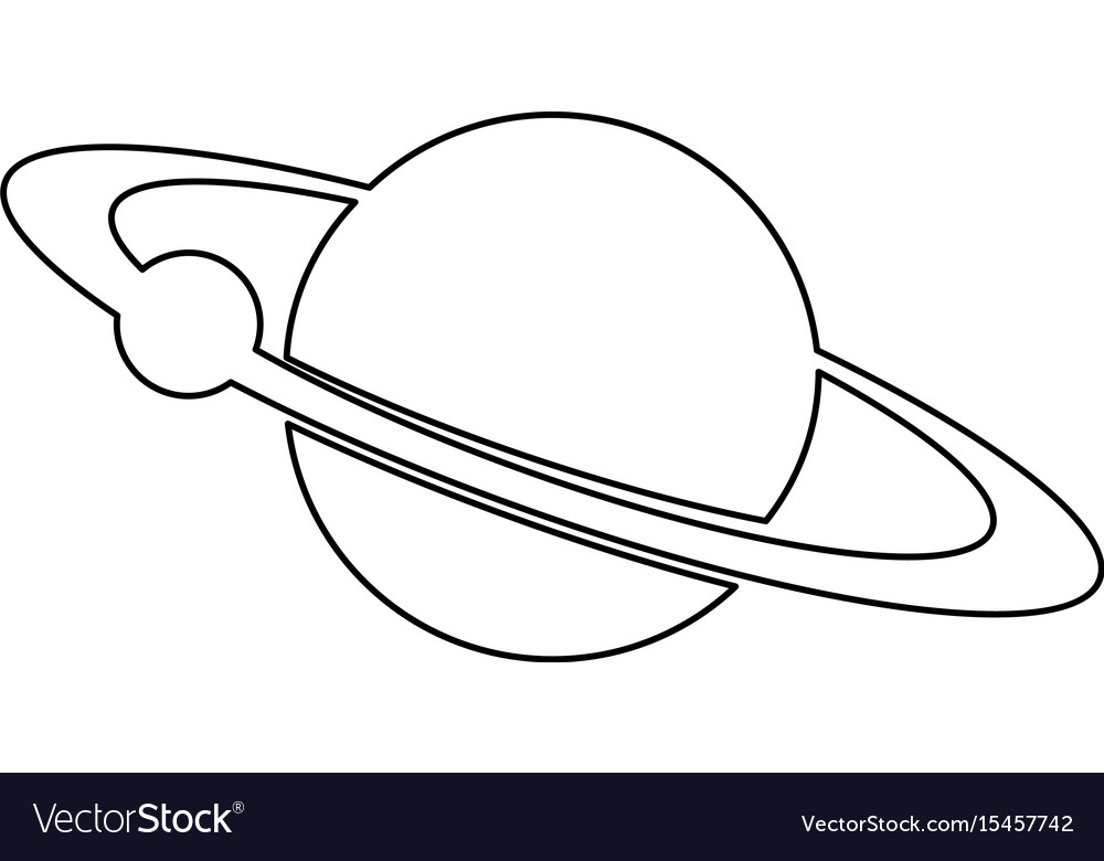 Planet with satellite on the ring the black color Vector Image