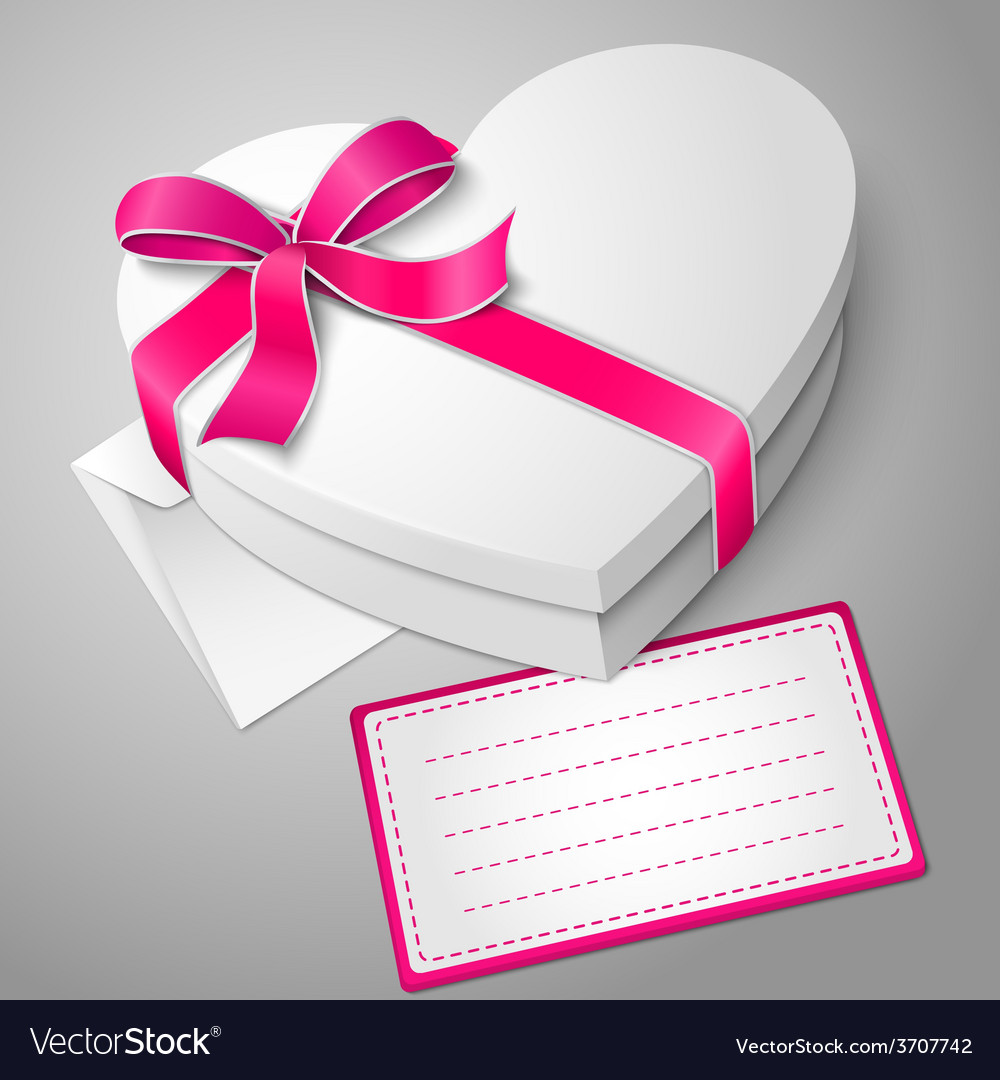 Realistic blank white heart shape box