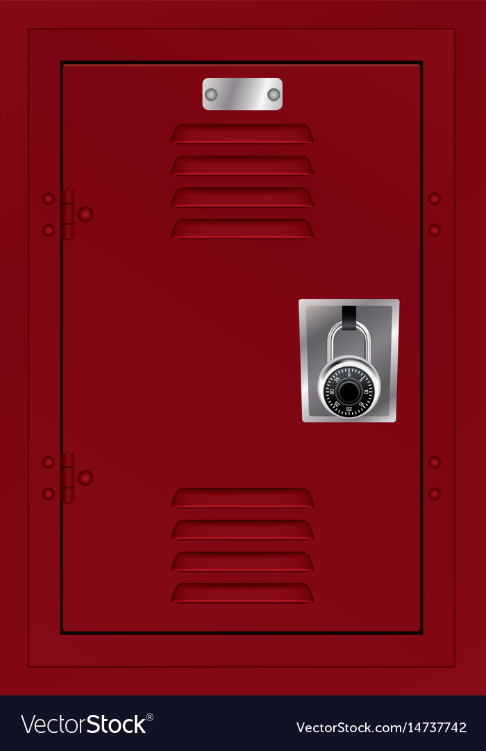 Red locker and combination lock Royalty Free Vector Image