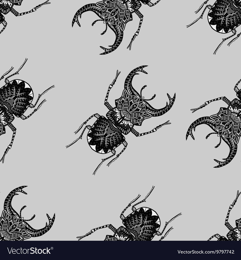 Seamless pattern with beetle