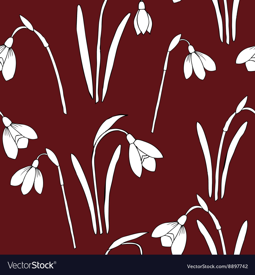 Seamless pattern with snowdrops