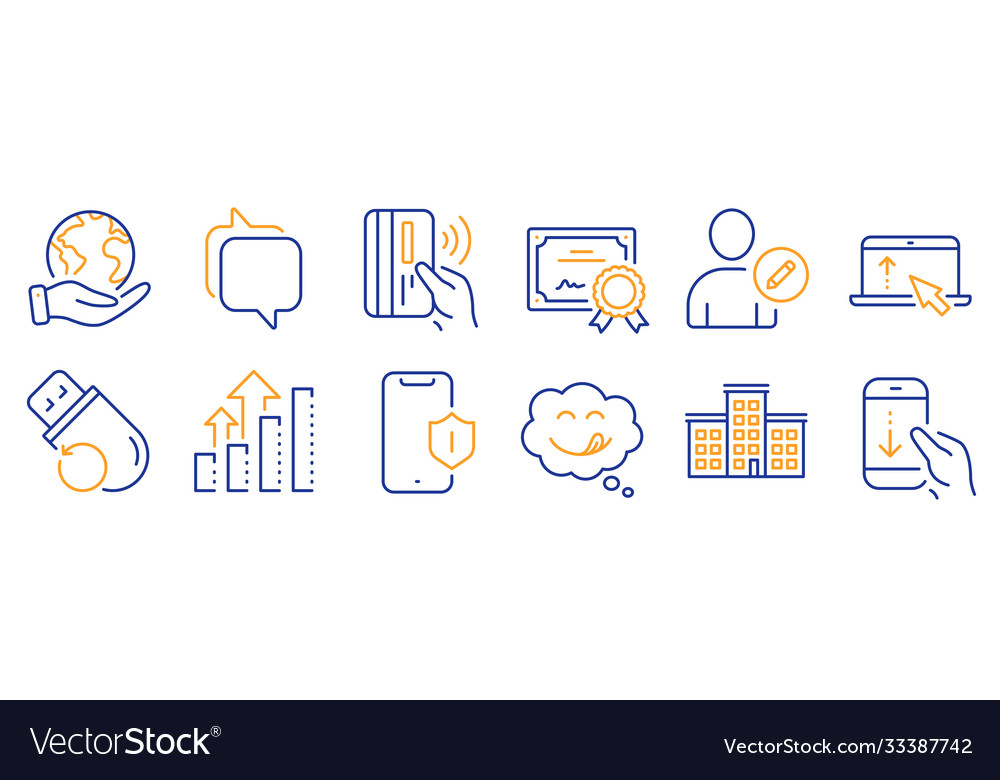Set technology icons such as edit user vector image Set technology icons such as edit user