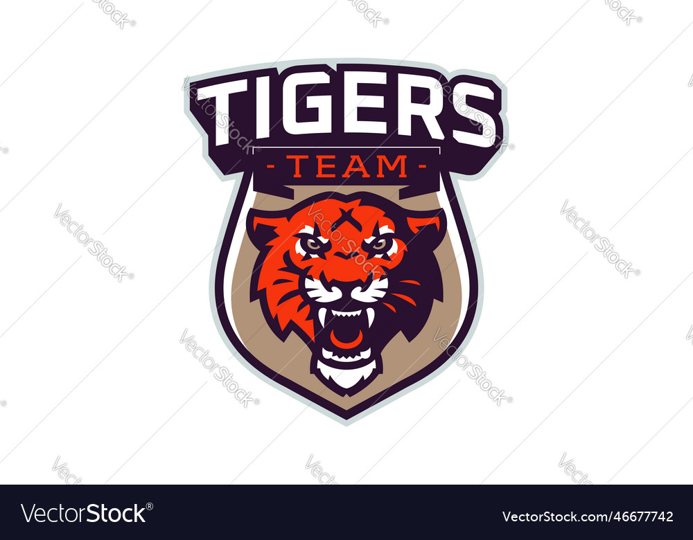 Sports logo with tiger mascot colorful sport Vector Image