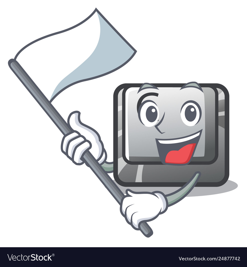 With flag button c installed on cartoon computer vector image With flag button c installed on cartoon computer