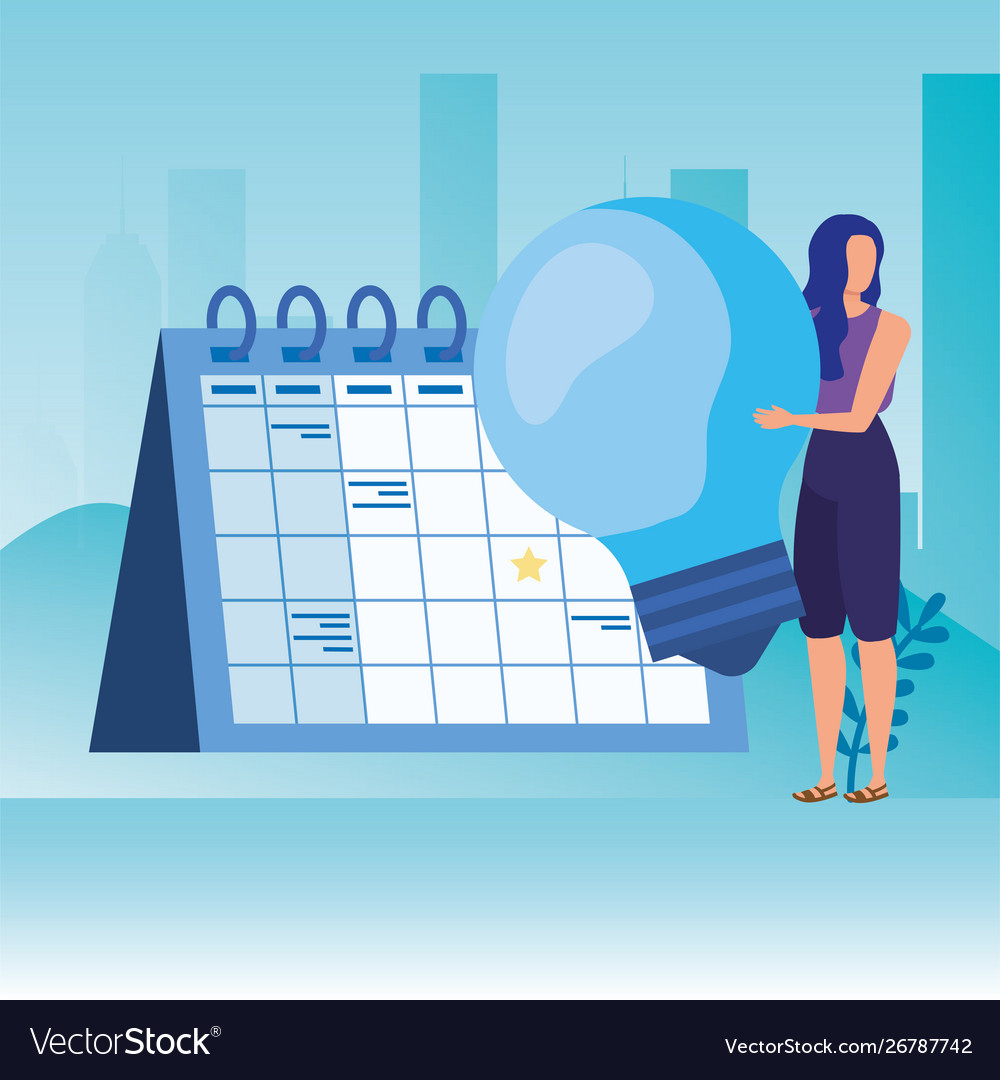Young woman with calendar character Royalty Free Vector
