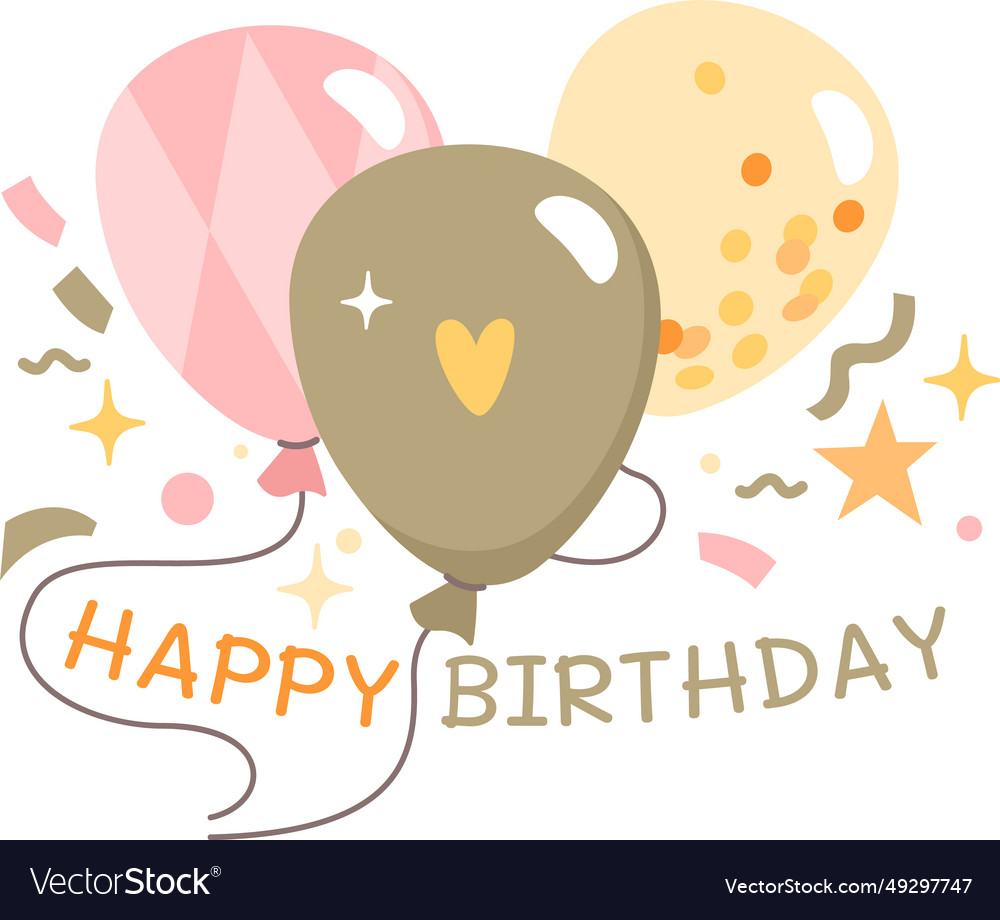 Birthday balloons lettering sticker Royalty Free Vector