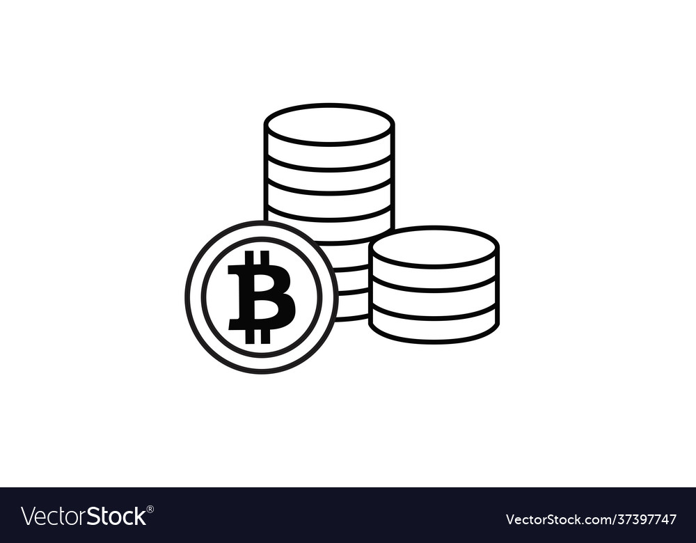 Bitcoin stacked coins icon in flat style