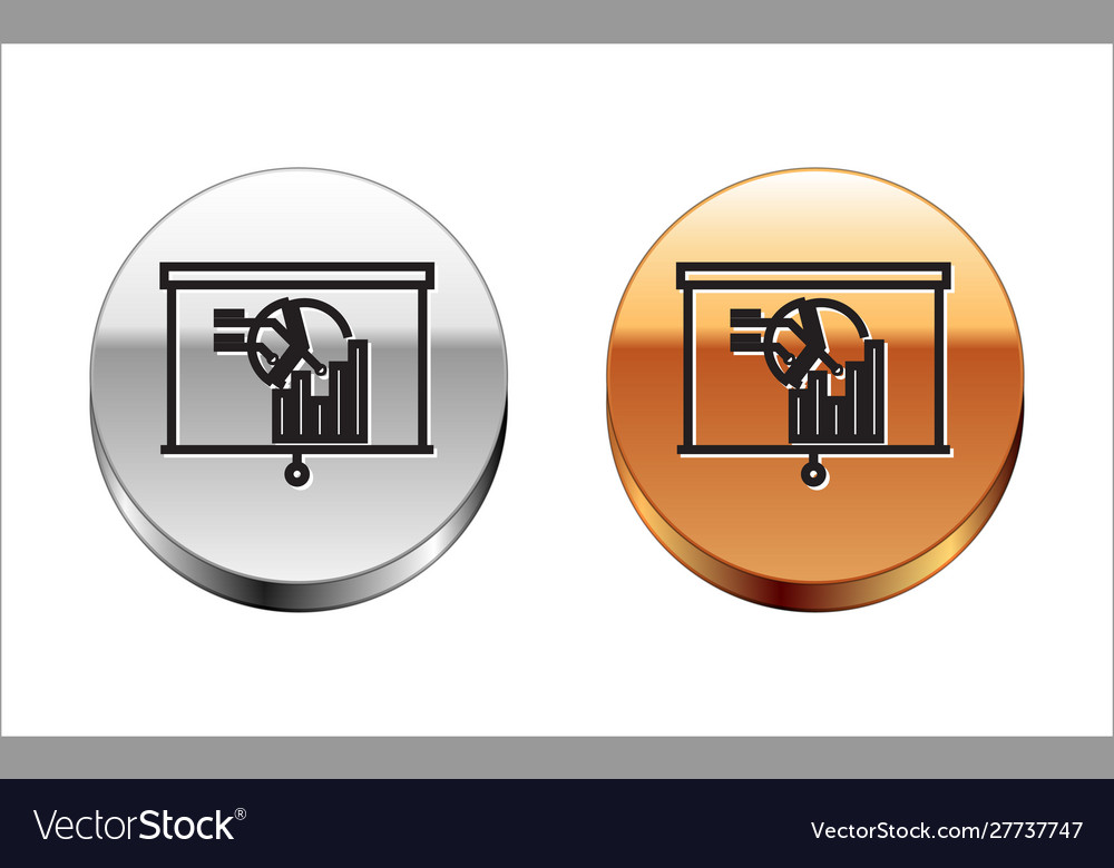 Black line board with graph chart icon isolated vector image Black line board with graph chart icon isolated