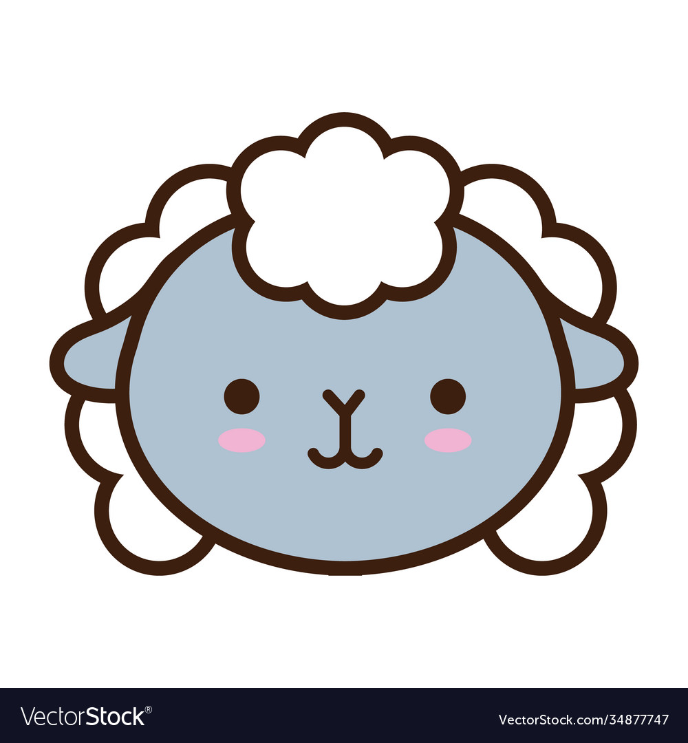 Cute little sheep kawaii animal line and fill