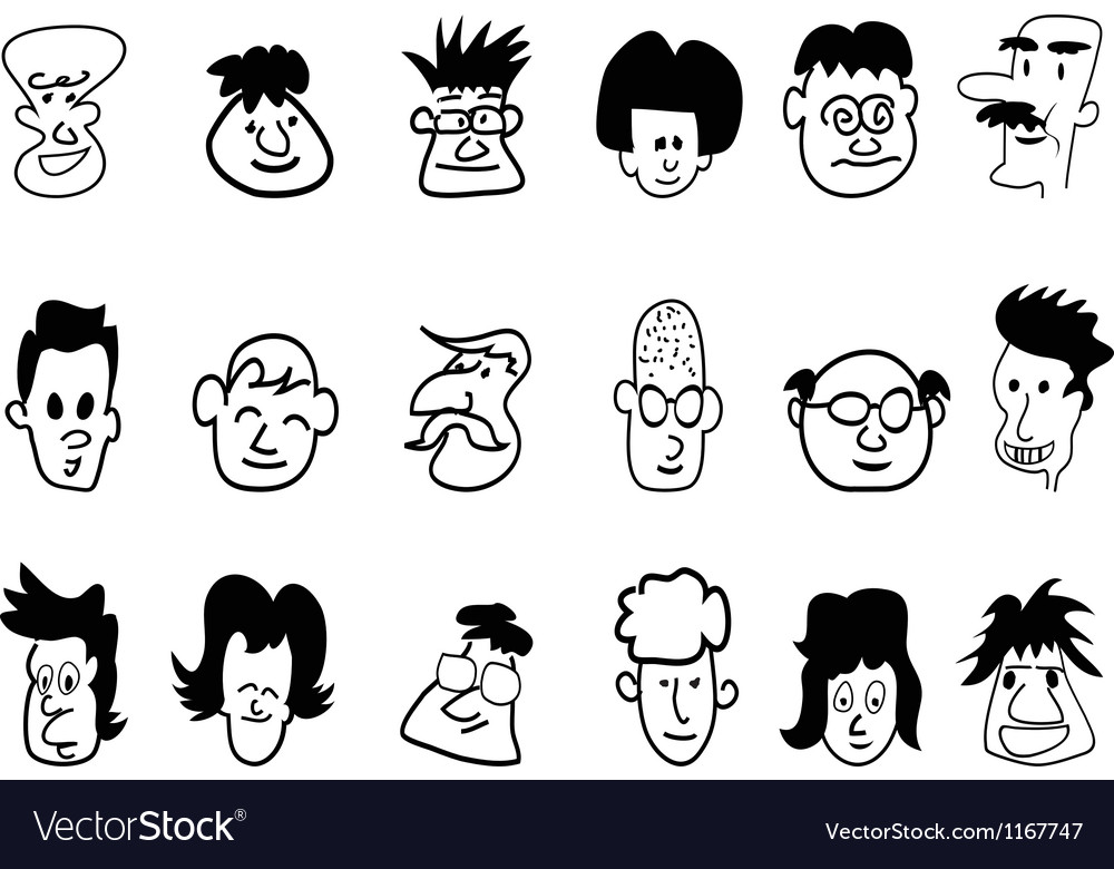 Doodle crowd face icons