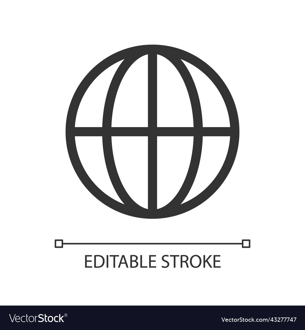Globe pixel perfect linear ui icon Vector Image Globe pixel perfect linear ui icon