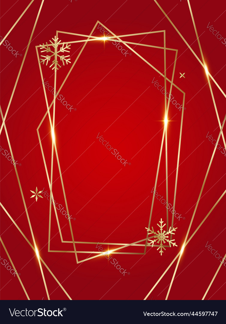 Golden shiny glowing blank christmas frame Vector Image