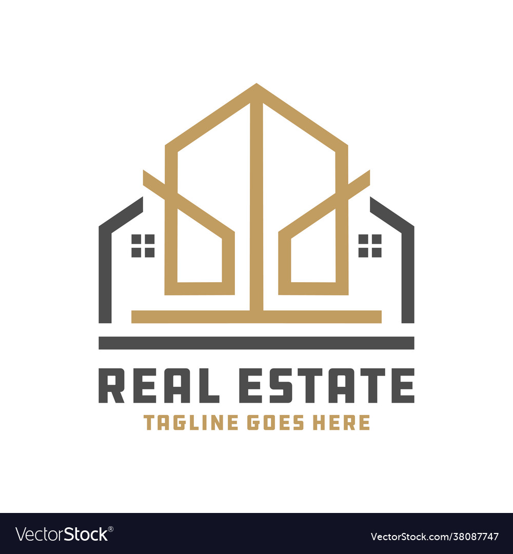 House building outline logo Royalty Free Vector Image