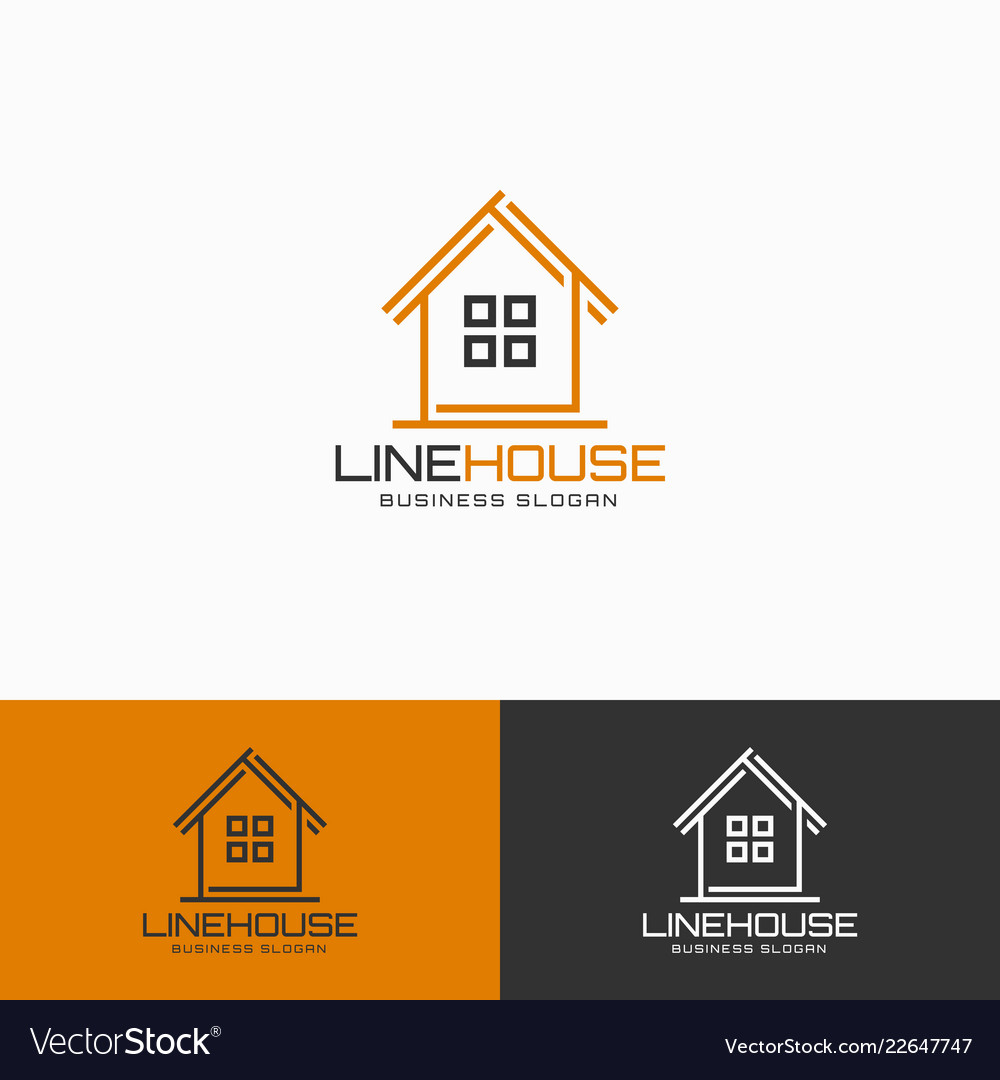 Line house - wooden home craftsmen logo template