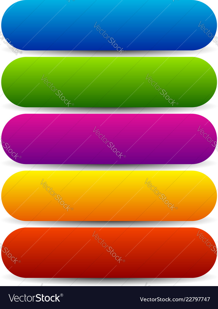 Long colorful and rounded buttons vector image Long colorful and rounded buttons