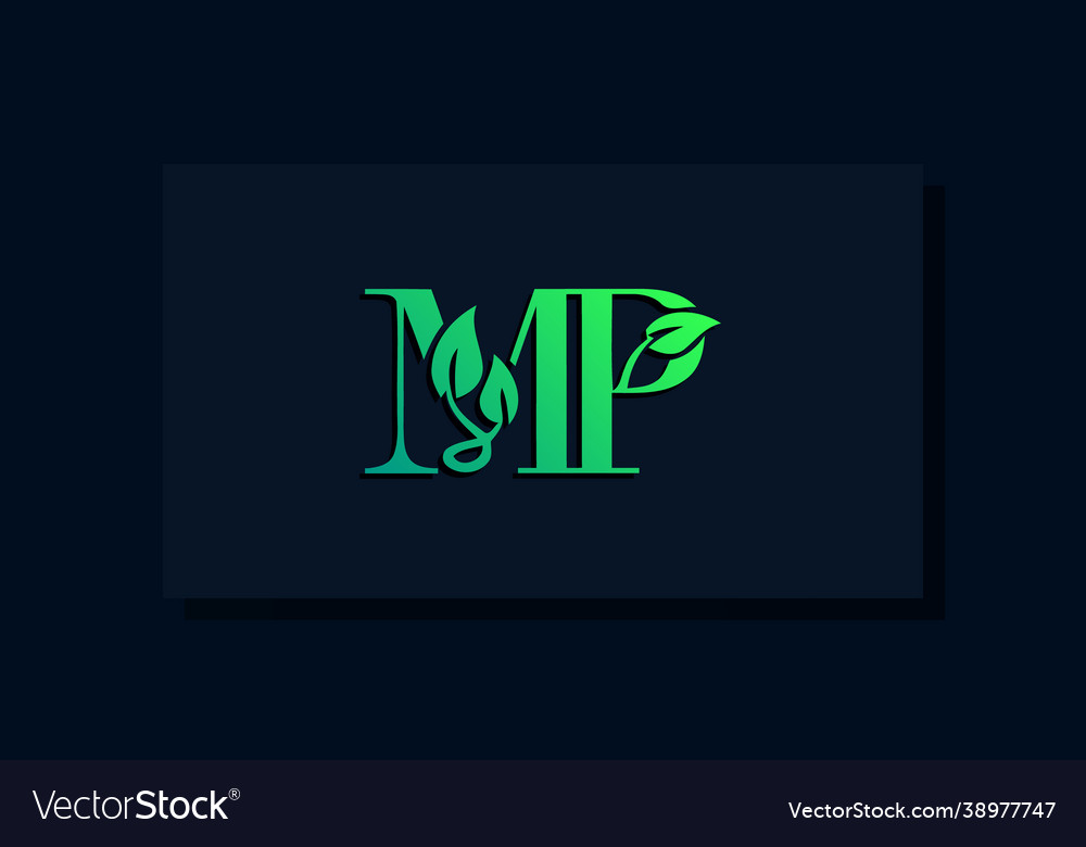 Minimal leaf style initial mp logo