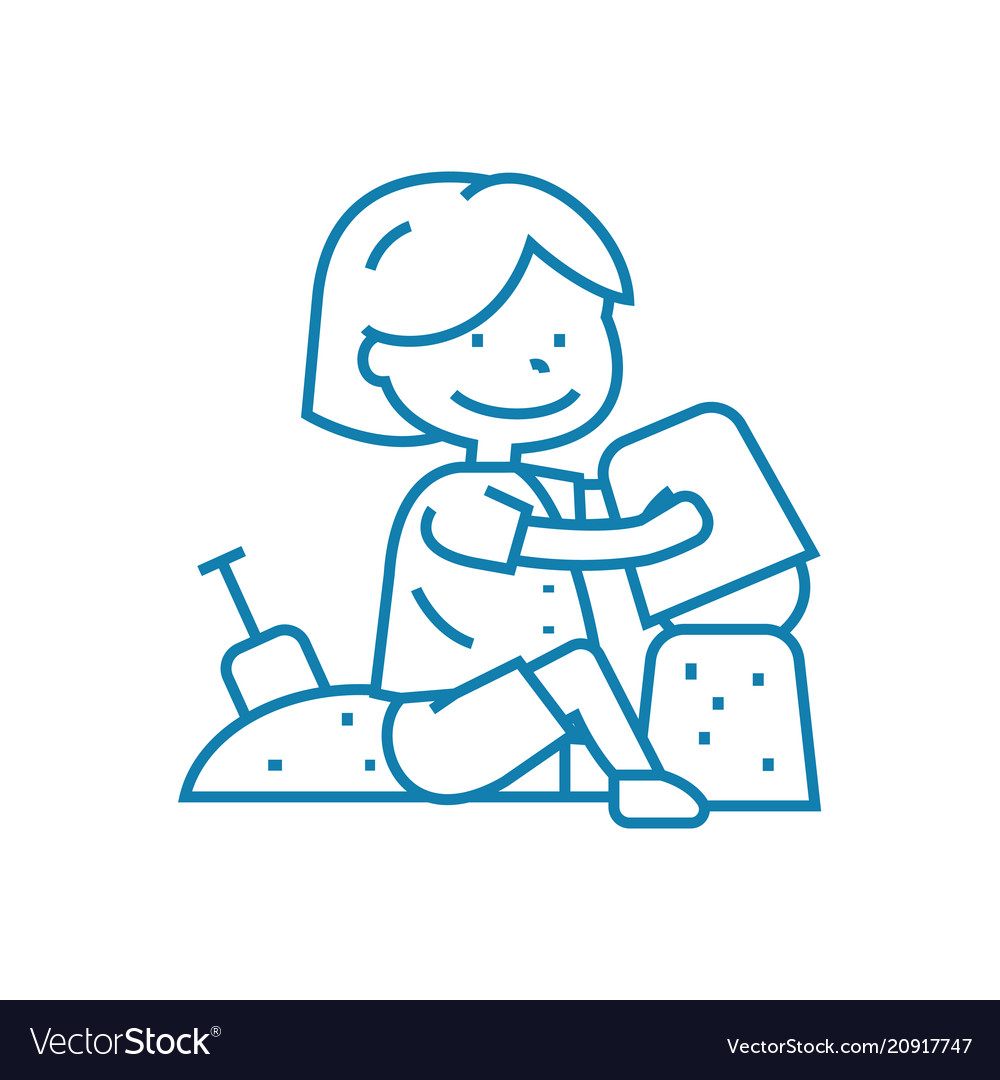 Playing in the sandbox linear icon concept vector image Playing in the sandbox linear icon concept