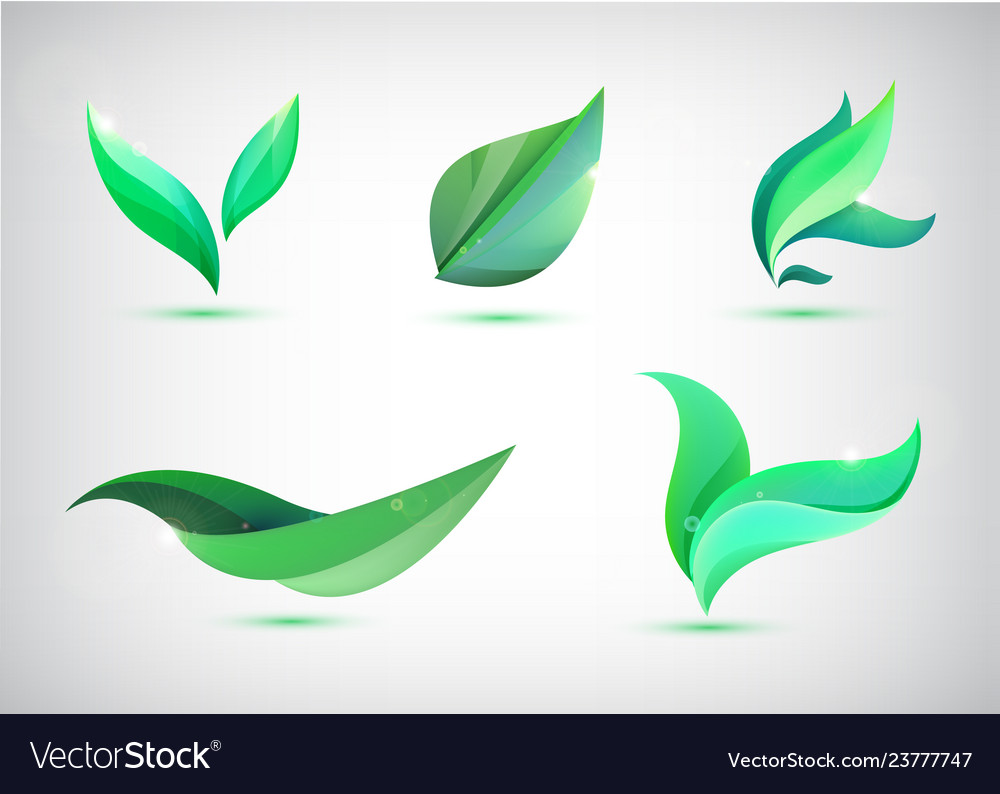 Set green leaves icons