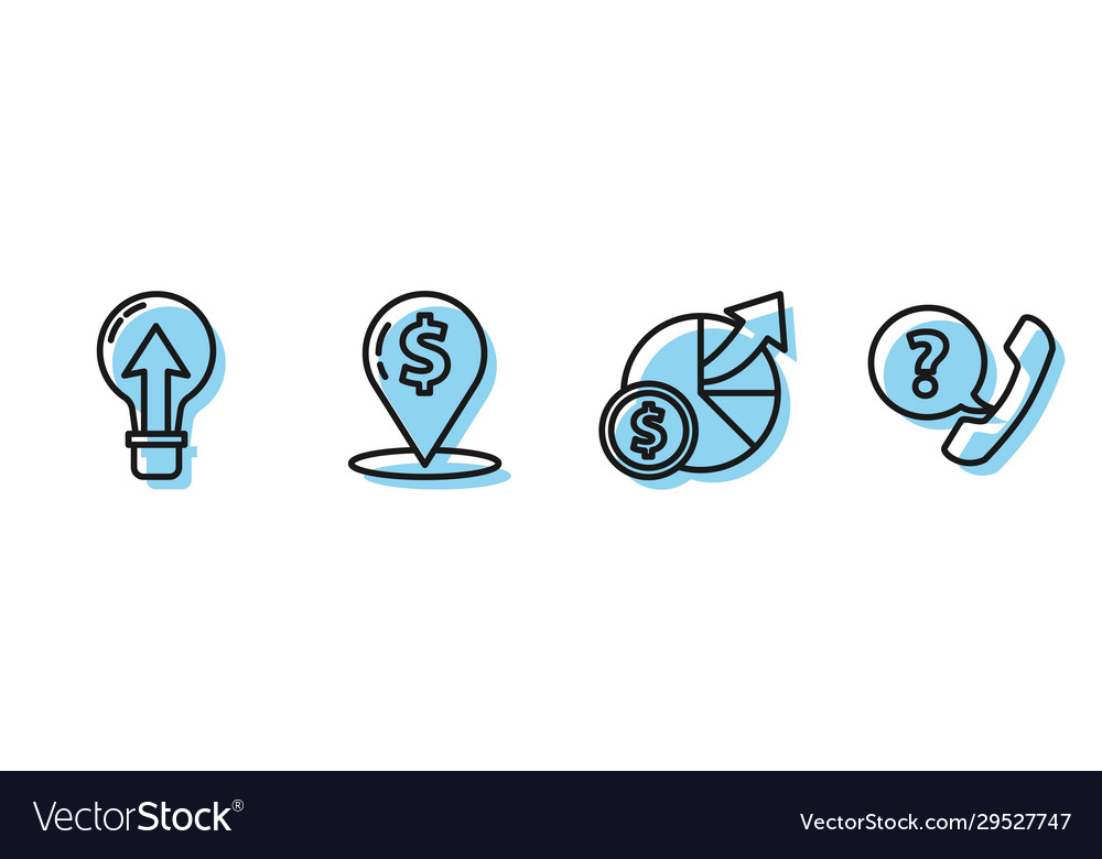 Set line money and diagram graph light bulb cash