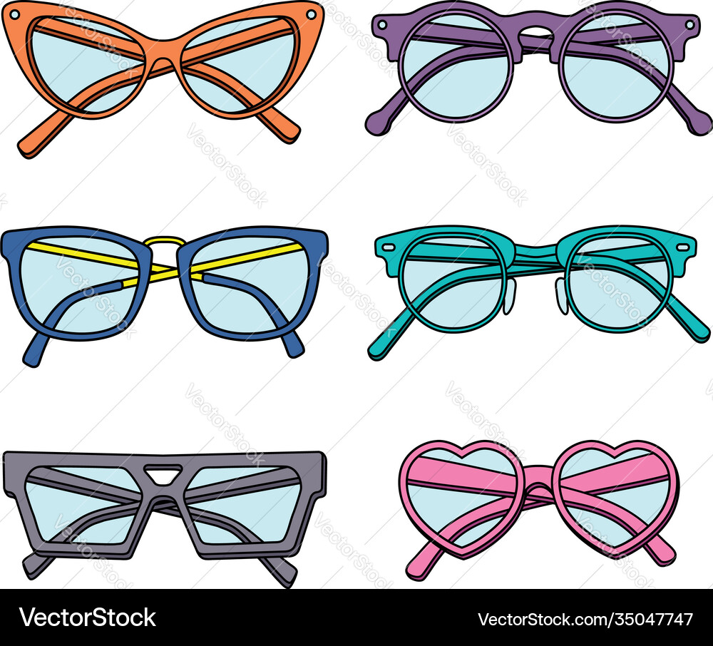 Sunglasses icons set isolated on white background Vector Image