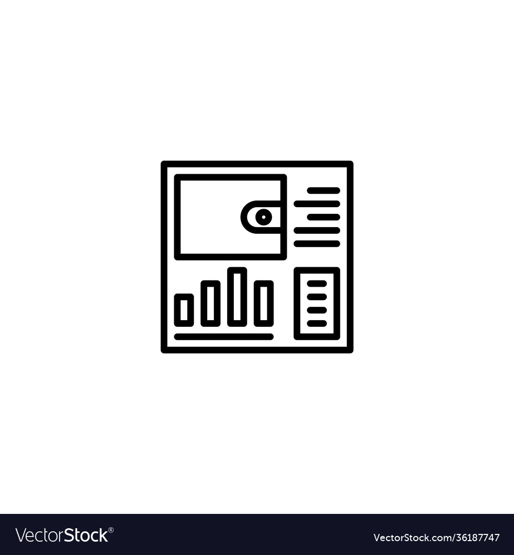 Wallet manager dashboard icon with line style vector image Wallet manager dashboard icon with line style
