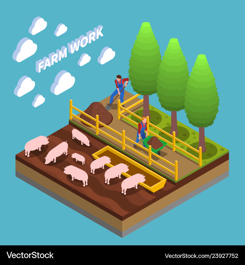 Agricultural isometric composition Royalty Free Vector Image