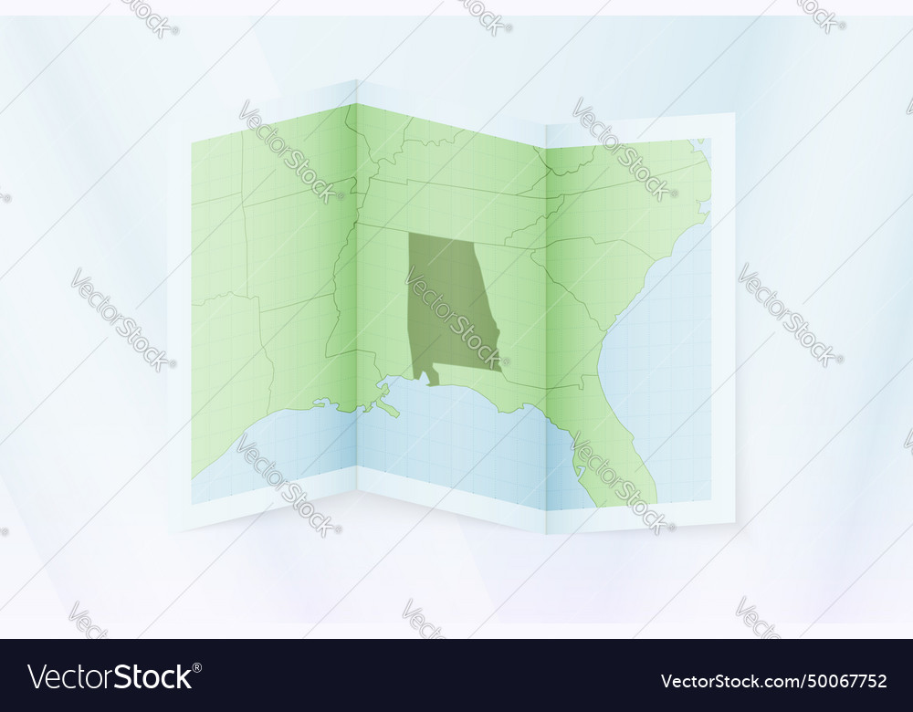 Alabama map folded paper