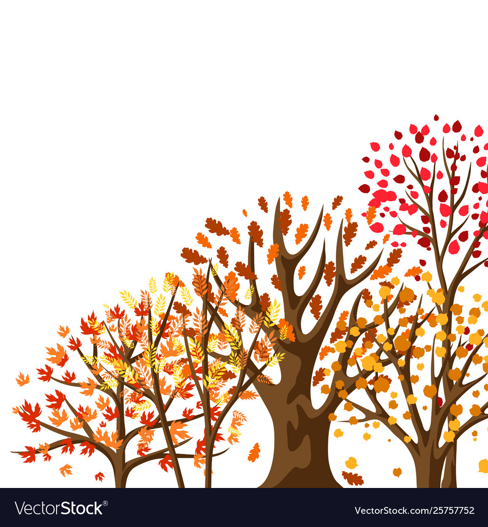 Autumn background with stylized trees vector image Autumn background with stylized trees