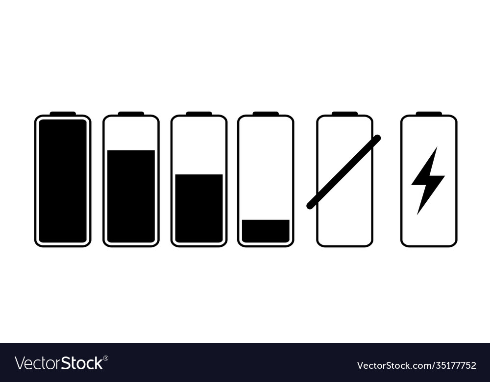 Battery icon collection set isolated on white Vector Image