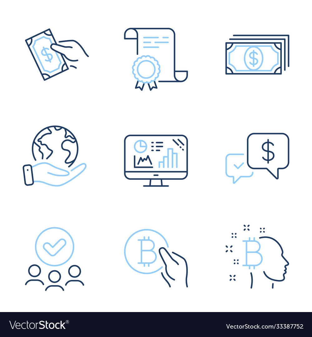Bitcoin think payment and analytics graph icons vector image Bitcoin think payment and analytics graph icons
