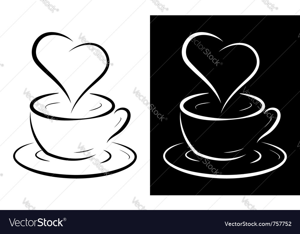 Coffee cup with heart symbol Royalty Free Vector Image